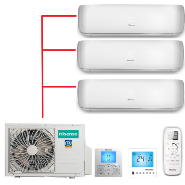 Мульти-сплит-система Hisense AMW3-24U4RJC + 3 внутренних блока серии PREMIUM DESIGN (9+9+9)