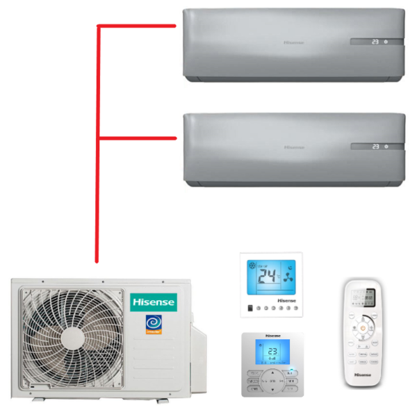 Мульти-сплит-система Hisense AMW3-24U4RJC + 2 внутренних блока серии PREMIUM SILVER (9+12)