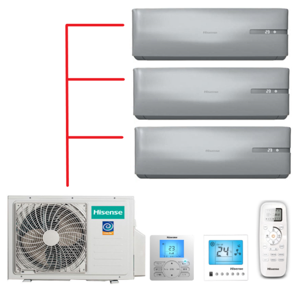 Мульти-сплит-система Hisense AMW4-36U4RAA + 3 внутренних блока серии PREMIUM SILVER (9+12+12)