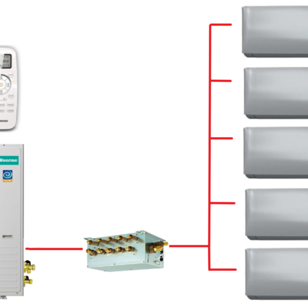 Мульти-сплит-система Hisense AMW5-42U4RTA + 5 внутренних блока серии PREMIUM SILVER (9+9+9+9+9)