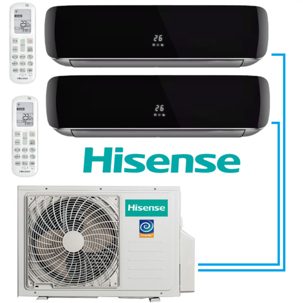 Мульти-сплит-система Hisense AMW3-24U4RJC + 2 внутренних блока серии PREMIUM BLACK (9+12)