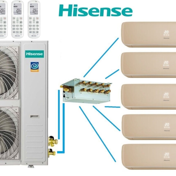 Мульти-сплит-система Hisense AMW-60U6SP+F15E(E) + 5 внутренних блока серии PREMIUM CHAMPAGNE (9+9+9+9+9)