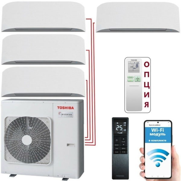 Мульти-сплит-система Toshiba RAS-4M27U2AVG-E + 4 внутренних блока серии HAORI (10+10+10+10) (Белый)